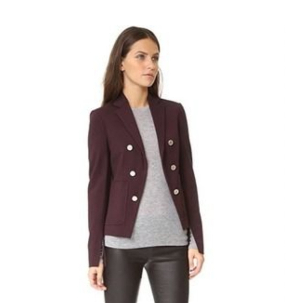 Theory Jonita Ponte Open Lightweight  Blazer sz 6 Bordeaux maroon